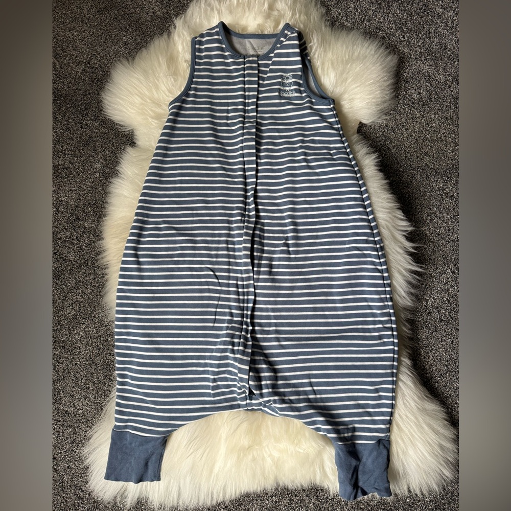 Woolino 4 Season Sleep Bag with Feet, Merino Wool, 18-36 months, navy striped